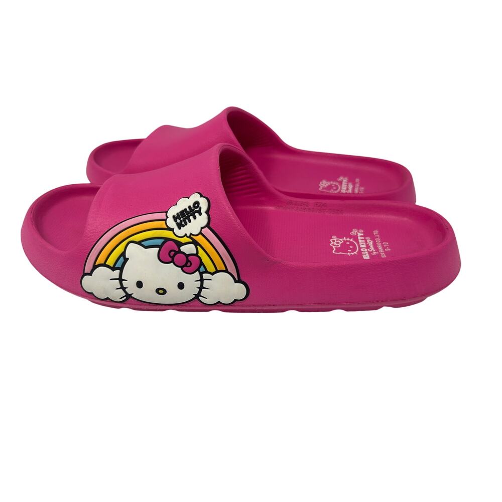 Hello Kitty Pink Slide Sandals Rainbow Logo Women’s Size 9–10 Sanrio